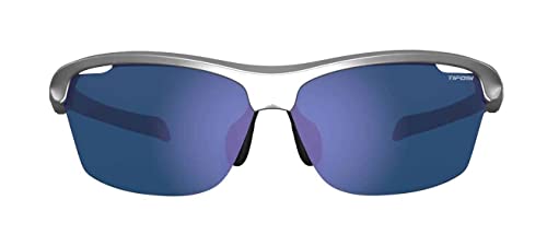 Tifosi Intense Sport Sunglasses Men & Women - Ideal For Golf, Pickleball, Running & Tennis. Vented Lenses Prevent Fogging - color: Silver W/Smoke Lens Blue Mirror
