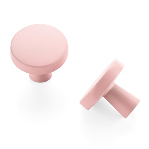 Ravinte 25 Pack Drawer Pulls 1-1/4 Inch Pink Kitchen Cabinet Knobs Solid Round Dresser Handles for Simple Cupboard Hardware - color: Pink
