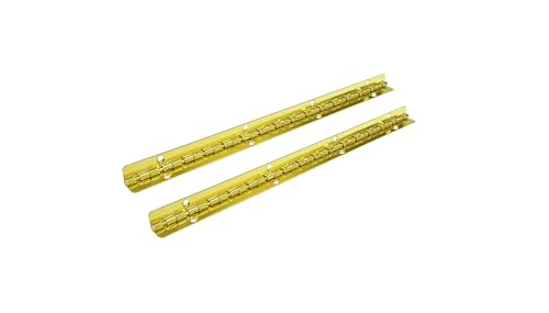 QCAA 90 Degree Stop Long Piano Hinge, Durable Steel Box Case Hinge, 200 mm x 9 mm(7.87" x 0.35"), Brass Plated, Made in Taiwan, 2 Pack - color: Brass(7.87"), size: 2 Pack
