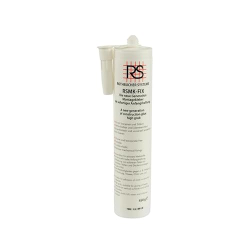 RothBucher Construction Glue with High Initial Grab – RSMK-FIX | Strong Adhesive for Building Materials | Fast Bonding, Solvent-Free, Indoor & Outdoor Use - Eurocon Construction Supply