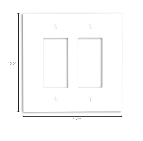 Leviton 2-Gang Decora/GFCI Device Decora Wallplate, Oversized, Thermoset, Device Mount, 88602, White - size: 2-Gang, Pack of 1