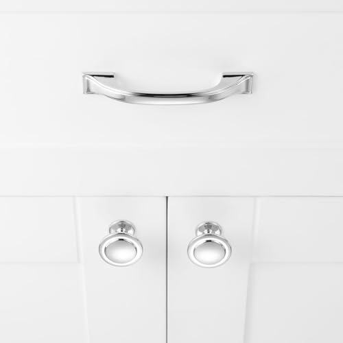 Polished Chrome Cabinet Knobs Chrome Drawer Knobs, 10 Pack 1-1/4 Inch, 8222 Round Single Hole Cabinet Pulls for Kitchen Cabinets Drawers Bedroom Dresser Cupboard Bathroom Vanity - color: Polished Chrome, size: 1-1/4 Inches, style: 10 Pack Round Knob