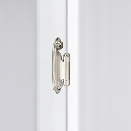 4 Pack (2 Pairs) Brushed Nickel Cabinet Hinges for Kitchen Doors, Self-Closing, 1/2 Inch Overlay (Variable), Semi-Concealed Face Frame, Surface Mount Cabinet Hardware, Silver - color: Brushed Nickel