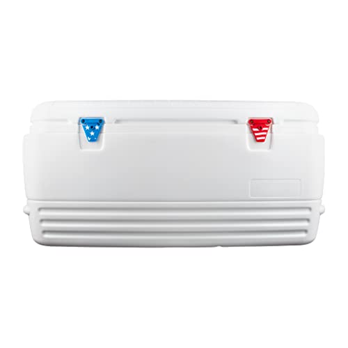 NeverBreak Parts - Igloo Cooler Replacement Parts - Large Repair Kit | High Strength Igloo Cooler Hinges Replacement with Latches | Ice Chest Repair Kit - color: Red, White and Blue