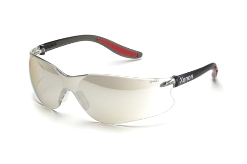 Elvex Delta Plus WELSG14GIO - Xenon Grey Lens Anti-Fog Safety Glasses, Black Frame, Mirror Polycarbonate Lens, Lightweight Design for Enhanced Vision and Eye Protection at Work