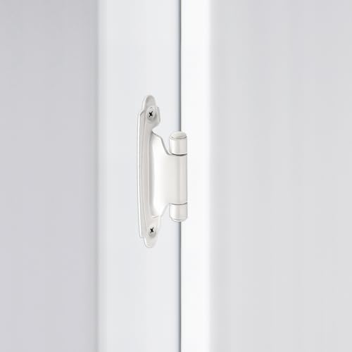 4 Pack (2 Pairs) White Cabinet Hinges for Kitchen Doors, Self-Closing, 1/2 Inch Overlay (Variable), Semi-Concealed Face Frame, Surface Mount Cabinet Hardware - color: White