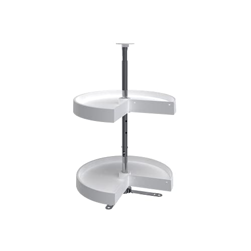 Rev-A-Shelf 18" Pie-Cut Dual Tier Lazy Susan Organizer for Corner Wall Kitchen Cabinets, Plastic Home Rotating Storage Shelves, White, 2942-18-11-1 - size: 18 in
