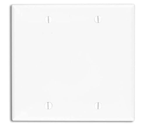 Leviton 80725-W Wallplate 2-Gang Blank Standard Size Nylon - White (Pkg of 6)