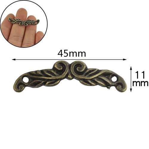 dophee 10Pcs Antique Brass Decorative Pull Handle for Mini Jewelry Box Drawer Cabinet Chest Decoration Arch Shape 1.77" x 0.39"- Small - size: Small