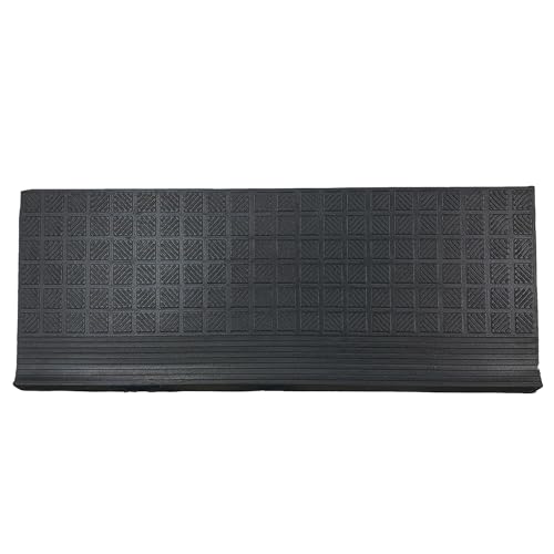 Ottomanson Bullnose Stair Treads Outdoor – Grid Heavy-Duty Non-Slip Stair Mats – Best Grip on Concrete, Brick & Textured Step – Fastening Required for Wooden & RV Steps, Pack of 5 - color: Black Square Grid - Bullnose