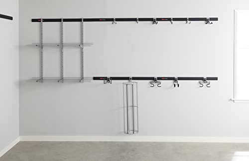 Rubbermaid FastTrack Garage Storage Bike Storage Kit, 3 Piece, All in One Rail Hook Kit Organizer, Heavy Duty Organization for Home/Garage/Wall/Shed - size: 1 Rail, 2 Hooks