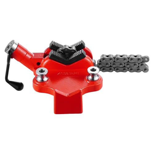 VEVOR Heavy-Duty Pipe Chain Vise, 1/4" - 6" Pipe Capacity, 28" Rugged Chain & Cast Iron Base, Industrial-Grade Pipe Clamping for Plumbing, Automotive Repairs, Metalworking - size: 1/4" - 6" Bench Mount