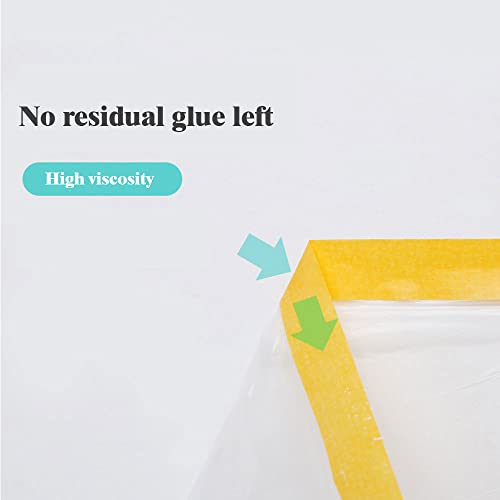 Pre-Taped Masking Film Paint Adhesive Protective Film Roll Painters Plastic with Tape Tape and Drape for Automotive Painting Covering (Size - 3.6 x 65-Feet,3 Pack) - style: 3.6-feet X 65-feet, 3 pack