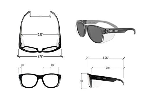 MAGID Y50 Safety Glasses for Construction | Black Frame — 2 Pair Combo - 1 Clear Lens, 1 Gray Lens | Side Shields, ANSI Z87.1+, Anti-Fog, Scratch-Resistant, 99.9% UV Protection, Polycarbonate Lens - color: Combo Lens | Clear & Gray, size: 2 Pairs