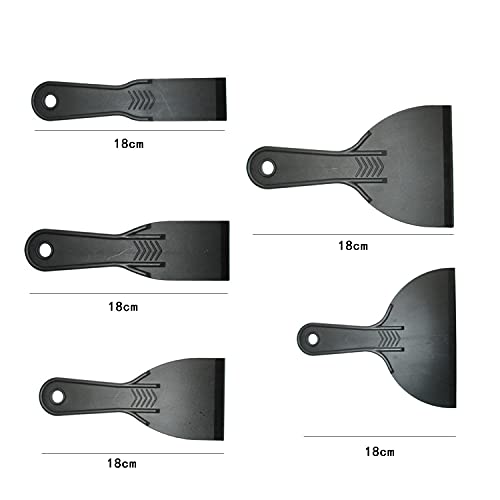 Glosoni Plastic Putty Knife Set Plastic Putty Knives Flexible Paint Scrapers Tool Flexible Scraper Set Plastering Tool Filling Knife Set for Patching,Spackling,Wallpaper (Black, 5 Pcs)