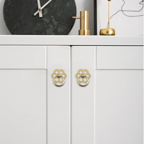 Geesatis 6 Pack Brass Ring Pulls Cabinet Drawer Pull Handle,1.25" Ring Drawer Handles-Classic Dresser Knobs with Screws - Heavy Duty Hardware for Furniture Restoration (1.25" x 1") - style: B
