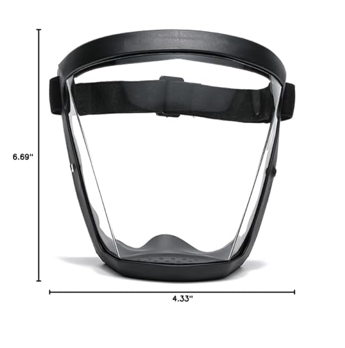 Super Protective Face Shield,Anti Fog Mask,Adult Clear Face Shield,Plastic Face Mask (Black) - color: Black
