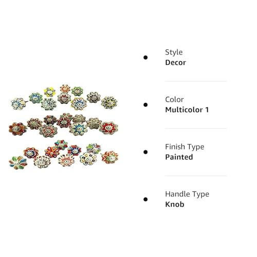 JGARTS Dotted Mix Color Multi Designed Ceramic Cupboard Cabinet Door Knobs Drawer Pulls & Chrome Hardware - Hand Painted Pulls Set of 20 - color: Multicolor 1