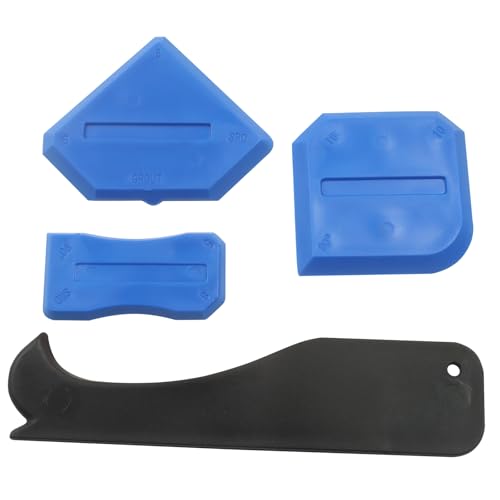 4 Pcs Silicone Caulking Tools, Compatible Sealant Grout Caulk Tool Kit, Reuse Scraper Sealing Kit for Home Renovation, Kitchen Bathroom Floor Sink Joint (Blue) - color: Blue