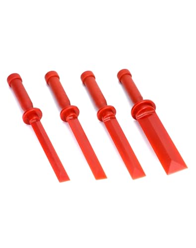 QWORK Plastic Chisel Scraper Set, 3/4", 7/8", 1", 1-1/2" Chemical Resistant Scraper Tool, No-marring Plastic Chisel Set for Removes Debris, Adhesives, Film, Paint