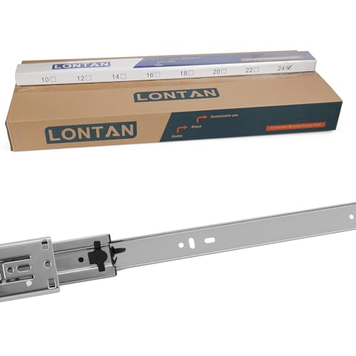 LONTAN Soft Close Drawer Slides 22 Inch Side Mount Heavy Duty Cabinet Drawer Glides 10 Pairs - Ball Bearing Full Extension Kitchen Cabinet Rails 100 LB Capacity - color: Silver-Soft Close, size: 22 Inch - Drawer Slide