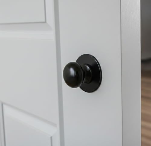 trust4care 2-Pack Matt Black Large Bifold Closet Door Knobs with Wide Base, Round Heavy Kitchen Cabinet Wardrobe Dresser Dummy Pull Knobs, 1-1/2 Inch Furniture Sideboard Drawer Handles - color: Black, size: Set of 2