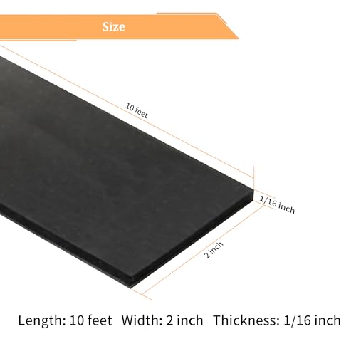 DOBTIM Solid Neoprene Rubber Strips with Adhesive Backing 1/16 (.062)" Thick x 2" Wide x 10' Long, Self Adhesive Rubber Sheets, Rolls & Strips for DIY Gaskets Crafts Pads Seals Warehouse Flooring - size: 2" X 10', style: .062" thick (Adhesive)
