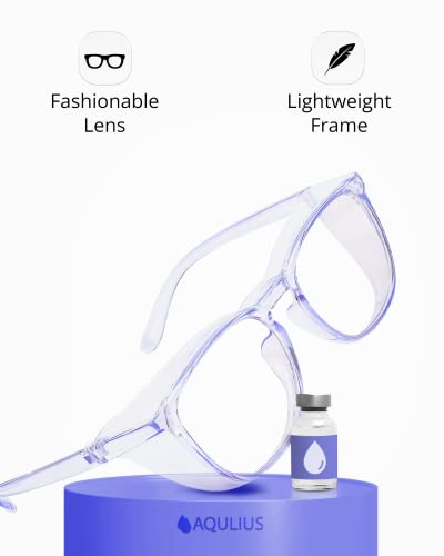 Aqulius 2 Pack Stylish Safety Glasses Goggles, Scratch Resistant, Safety Glasses for Women, Blue Light, Glasses for Nurses - color: Blue/Clear