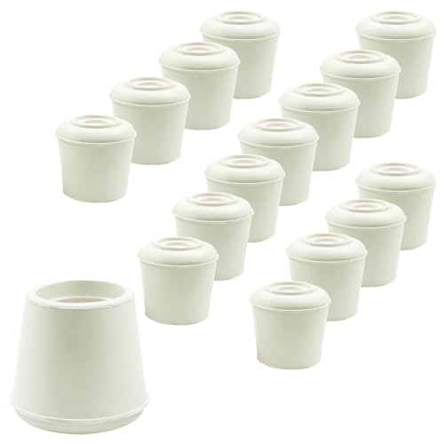 16pcs 1 Inch Round Chair Leg Tips Caps, Non-Slip Rubber Chair Leg Floor Protectors, White Furniture Leg Caps Fit for 0.94"-1" (24-25mm) Diameter Round Feet - size: 1 Inch-White