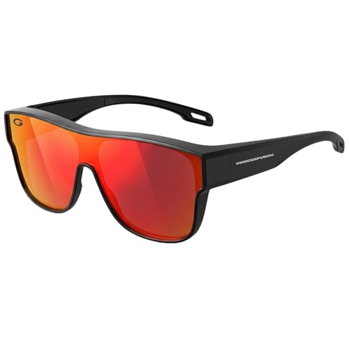 Cover-Ups Black Fit Over Sunglasses - Wrap Around Sunglasses - People Who Wear Prescription Glasses in the Sun - color: Red