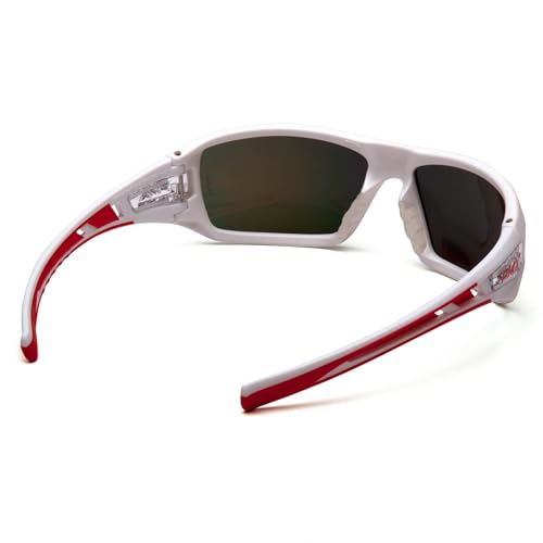 Pyramex Velar Safety Glasses, White-Red Frame/Sky Red Mirror Lens - color: White/Red Frame / Sky Red Mirror Lens