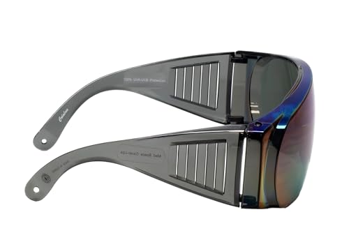 Calabria Fit Over Safety Glasses | Polarized Sunglasses Over Glasses | Wrap Around Anti-Fog | Scratch Resistant | Unisex - color: Green Mirror