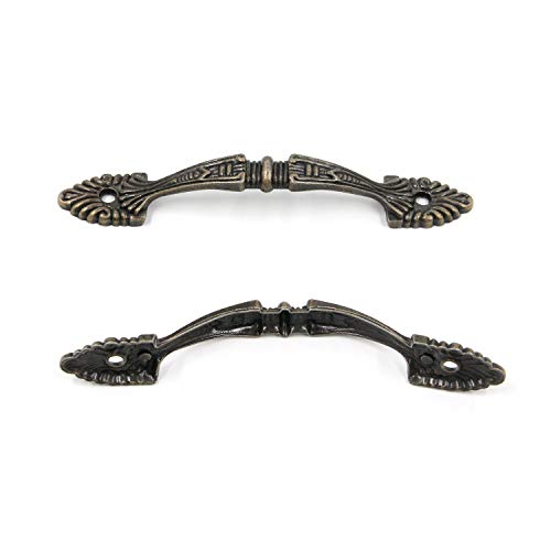 Geesatis 10 pcs Bronze Tone Decorative Antique Handle Pull Arch Shape Decorative Drawer Dresser Cabinet Pull Handles, with Mounting Screws, Anti-Rust, Hole to Hole Distance 4.3 inch - style: C