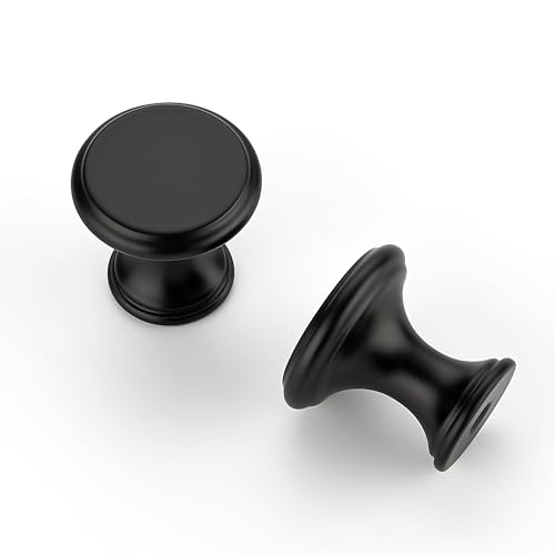 Ravinte 10 Pack Matte Black Kitchen Cabinet Knobs, Solid Black Pulls Zinc Handles Simple Drawer Cabinet Hardware for Cupboard Drawer Knobs - color: Matte Black