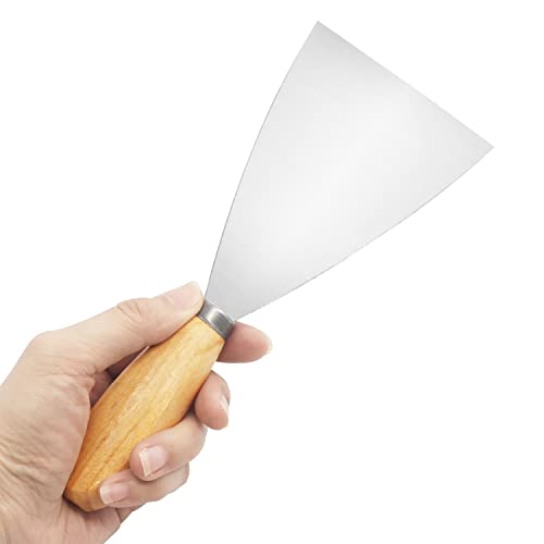 Putty Knife, 2 PCS 3.5 Inch Metal Scraper, wooden Handle Spackle Knives for Drywall, Decals, Wall paper, Patching, Painting, Taping, Scraping Coating
