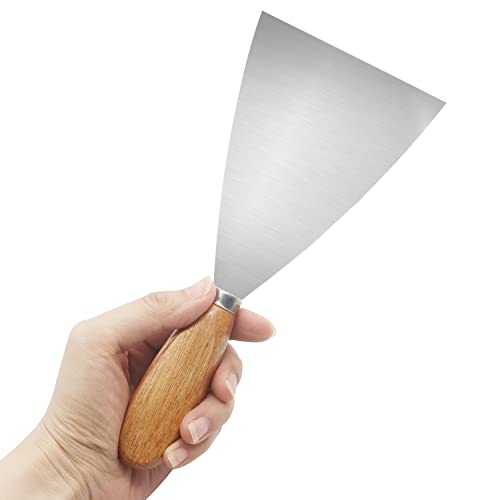 Putty Knife, 3 Inch Metal Scraper, wooden Handle Spackle Knives for Drywall, Decals, Wall paper, Patching, Painting, Taping, Scraping Coating