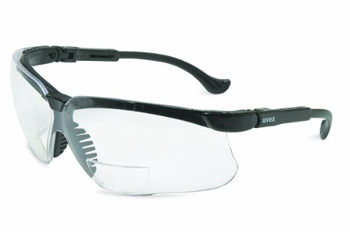 Honeywell Uvex by Genesis 1 Diopter Black Safety Glasses With Clear Anti-ScratchHard Coat Lens, Black/Clear, 1.0 (S3760) - size: 1.0