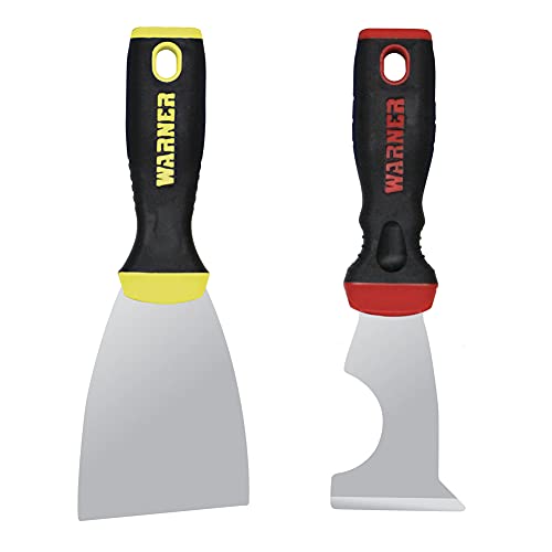 Warner Manufacturing 11504A ProGrip Series Painter’s Combo Pack, 5-in-1 (90189) & 3” Full Flex Putty Knife (90133), Pro Paint Tool, Red and Yellow