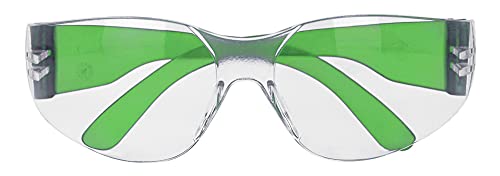 BISON LIFE Safety Glasses - Scratch Resistant Wrap Around Eyewear, Polycarbonate ANSI Z87.1 Impact Resistant Lens - color: Clear/Green