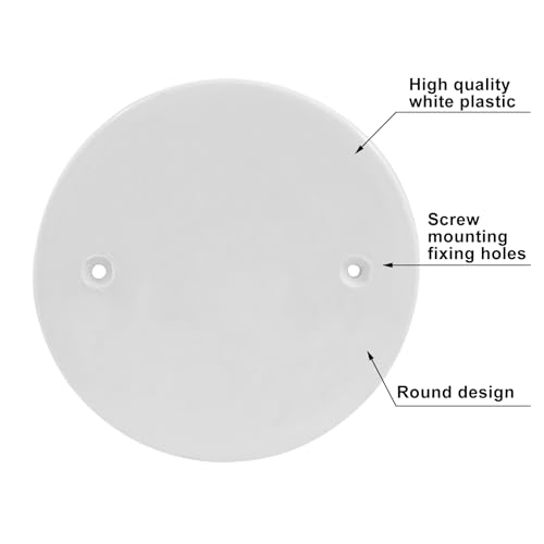 12 Pcs 4.56 Inch White Plastic Ceiling Blank, 2.36" Hole Distance Flat Round Wall Hole Cover Circle Wall Plate Ceiling Cover Plate with Screws for Ceilings or Wall