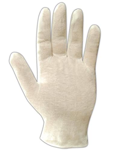 Magid Glove & Safety 651-9 Magid Touch Master Cotton Inspection Gloves, Lightweight, Medium, White , Men's (Fits Large) (Pack of 12)