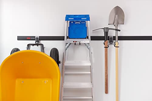 Rubbermaid FastTrack 2-Handle Hook (S Hook) Mounted Garage Storage and Space Saving Organization System Metallic Powder-Coated Steeel for Rakes/Brooms/Toys/Ladders - size: 1 Count (Pack of 1), style: Double-Handle Hook