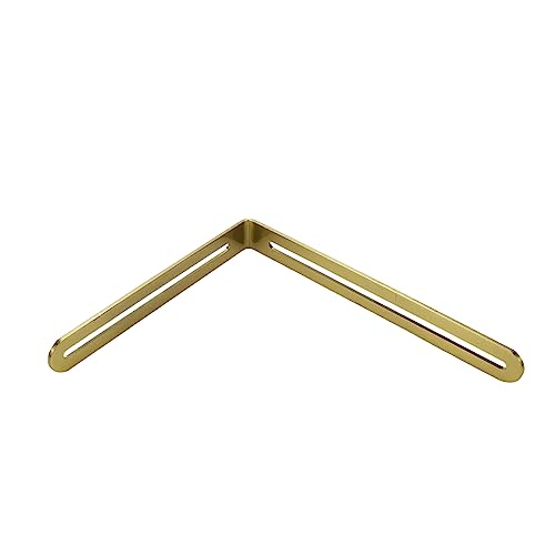 Xiaoyztan 2 Pcs Stainless Steel Shelf Bracket Reinforced L-Shape Slotted Corner Braces Adjustable for Furniture Repair Shelf Support Board Connection Angle Fixing (6.5x7.87in Gold)