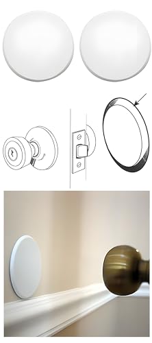 Large Door Stoppers for Wall (4 Pack) – 3.25" White Plastic Wall Protectors with Strong Adhesive – Shock Absorbent & Quiet – Stops Damage from Door Knobs – Stick-On, No Tools Needed