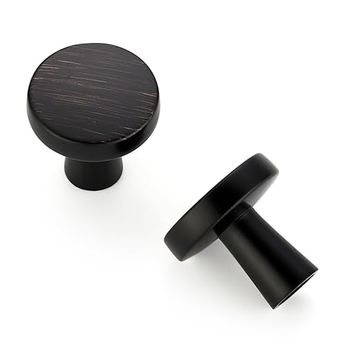 Ravinte 10 Pack Oil Rubbed Bronze Cabinet Knobs Mini Round Knobs Single Hole Solid Drawer Pulls for Dresser Drawers -1 Inch Diameter - color: Oil Rubbed Bronze