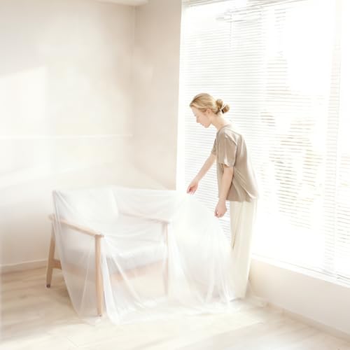 6 Rolls 5 X 65.6 Feet Pre-Taped Masking Film, Tape and Drape Drop Cloth, Plastic Sheeting Drop Cloth for Painting, Automotive Covering and Appliance Protection (5 X 65.6 Feet) - size: 5 X 65.6 Feet