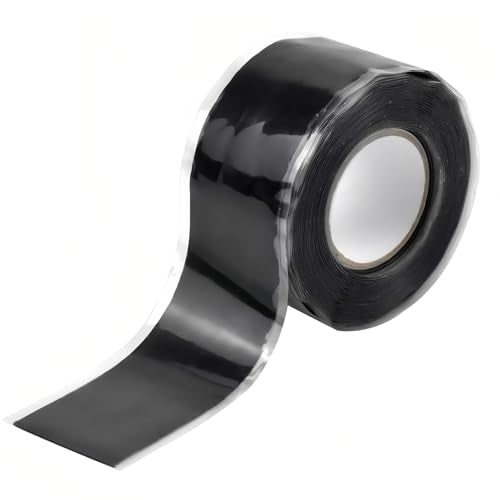 【1.5 Meter Self-Fusing Silicone Tape】 Black Rubber Repair Tape for Plumbing & Automotive - Waterproof Emergency Hose Wrap, 0.5mm Thick Leak Proof Sealant (Black) - color: Black