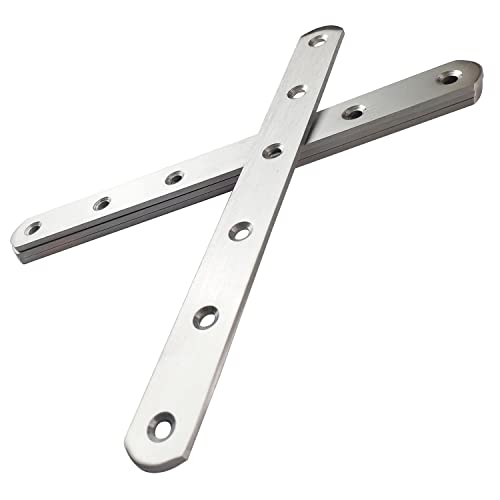 4 Pcs 200x20x3mm Flat Corner Brace Plates Mending Plate Joining Connector Repair Bracket 304 Stainless Steel for Furniture Repair with 24 Screws - size: 200mm(8")