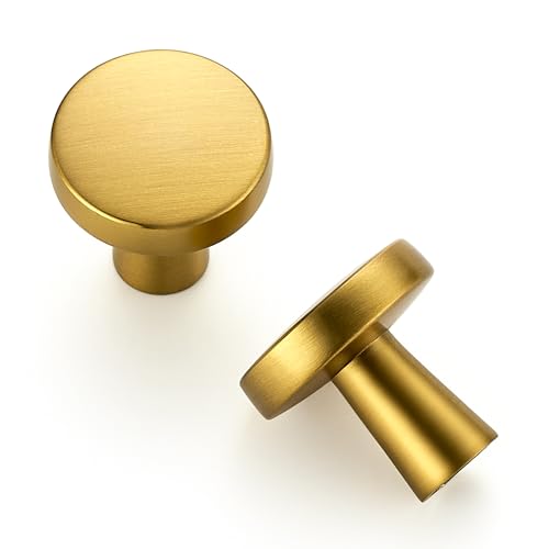 Ravinte 10 Pack Gold Cabinet Knobs Mini Round Knobs Single Hole Solid Drawer Pulls for Dresser Drawers -1 Inch Diameter - color: Gold