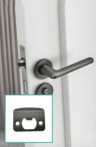 Door Strike Plates, 10Pack Stainless Steel Deadbolt Strike Plates, Full Lip Round Corner Strike Plates, Door Reinforcement Kit, for Home Office Door Frame Repair(Black)